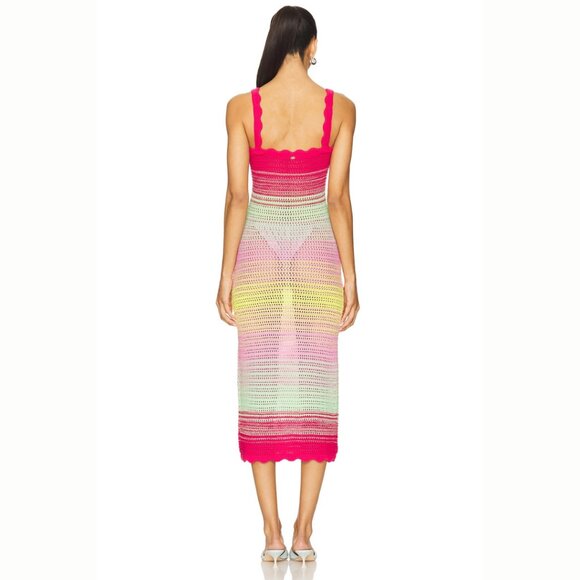 PQ Swim Reese Crochet Cover-up Dress in Cranberry Multi - Picture 2 of 4